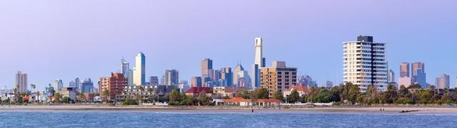Melbourne City Skyline Melbourne City Skyline, Victoria, viewed from Geelong