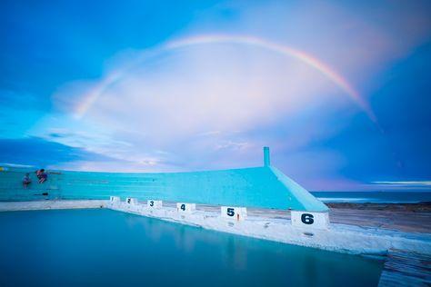 Newcastle Ocean Baths A beautiful rainbow over Newcastle Ocean Baths.