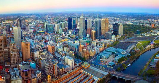 Melbourne CBD Melbourne City Skyline at Sunset, Australia