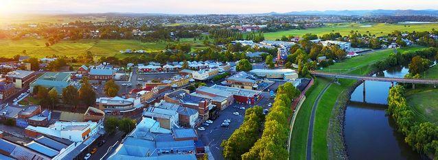 Maitland Panoramic aerial view over the Hunter River, Maitland