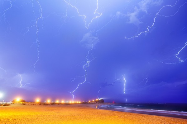 Lightning at Nobby's Beach Lightning at Nobby's Beach, Newcastle